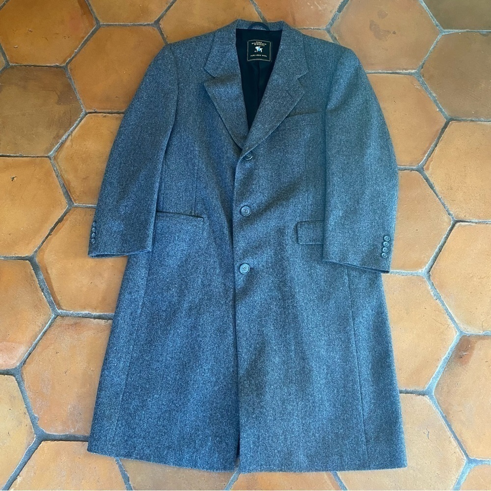 Hart Schaffner Marx Mens Overcoat 100% Virgin Wool Full Length Insulated Topcoat